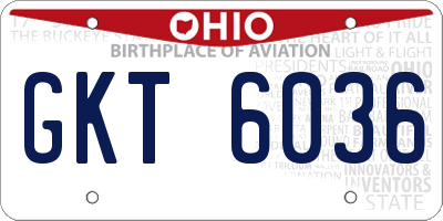 OH license plate GKT6036