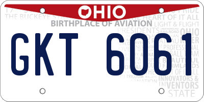 OH license plate GKT6061