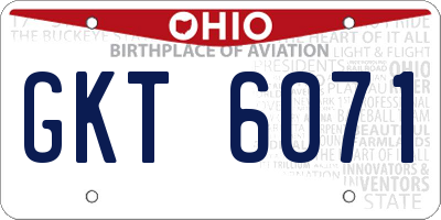 OH license plate GKT6071
