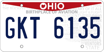 OH license plate GKT6135