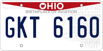 OH license plate GKT6160