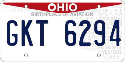 OH license plate GKT6294