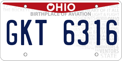 OH license plate GKT6316