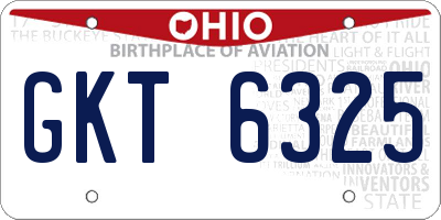 OH license plate GKT6325