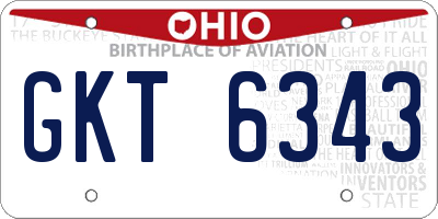 OH license plate GKT6343