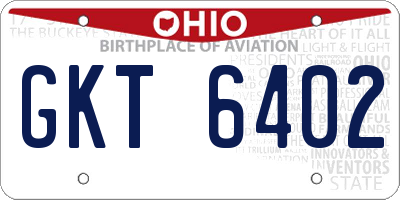 OH license plate GKT6402