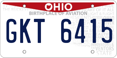 OH license plate GKT6415