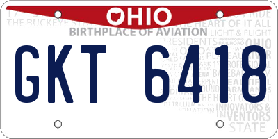 OH license plate GKT6418