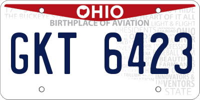 OH license plate GKT6423