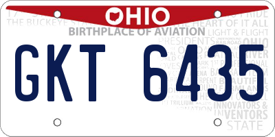 OH license plate GKT6435