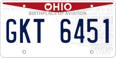 OH license plate GKT6451