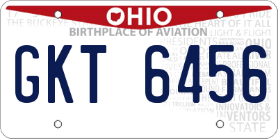 OH license plate GKT6456
