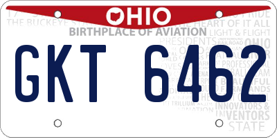 OH license plate GKT6462