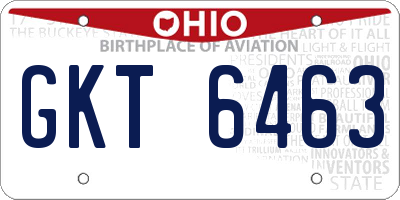 OH license plate GKT6463