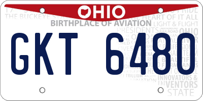 OH license plate GKT6480