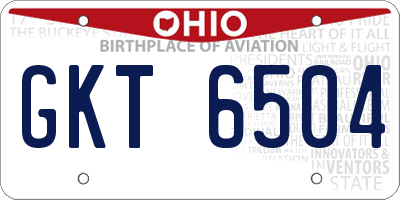 OH license plate GKT6504
