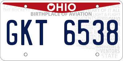 OH license plate GKT6538