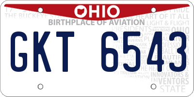 OH license plate GKT6543