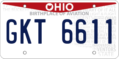 OH license plate GKT6611