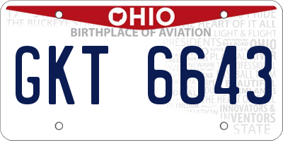 OH license plate GKT6643
