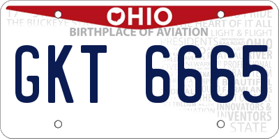 OH license plate GKT6665