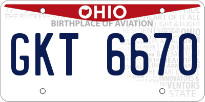 OH license plate GKT6670