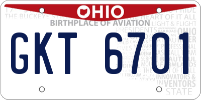OH license plate GKT6701
