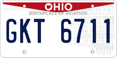 OH license plate GKT6711