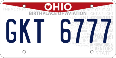 OH license plate GKT6777