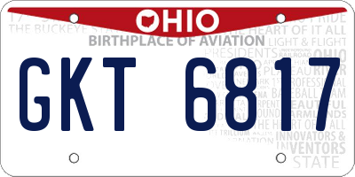 OH license plate GKT6817