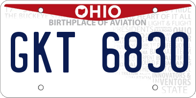 OH license plate GKT6830