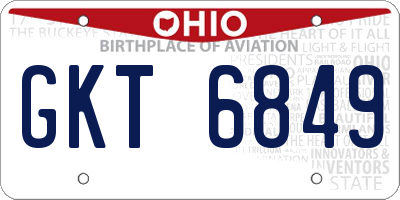 OH license plate GKT6849