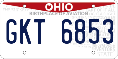 OH license plate GKT6853