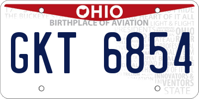 OH license plate GKT6854