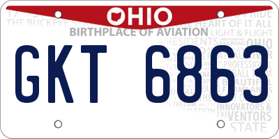 OH license plate GKT6863