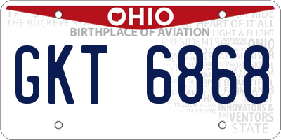 OH license plate GKT6868