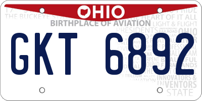 OH license plate GKT6892