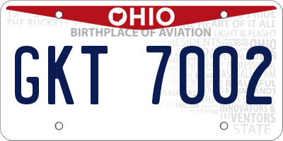 OH license plate GKT7002