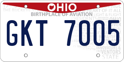 OH license plate GKT7005