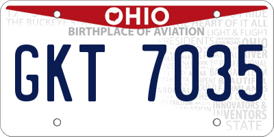 OH license plate GKT7035