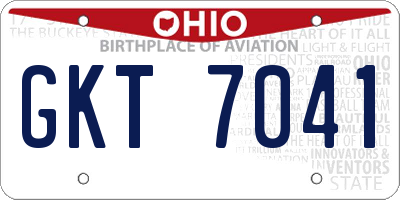 OH license plate GKT7041
