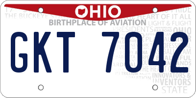 OH license plate GKT7042