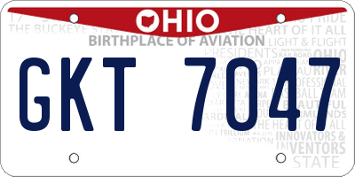 OH license plate GKT7047
