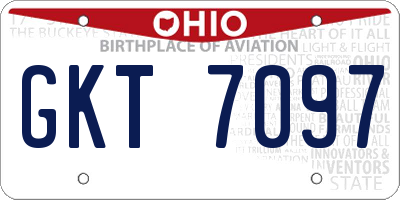 OH license plate GKT7097