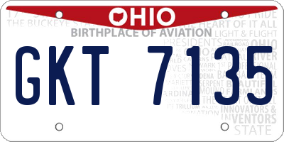 OH license plate GKT7135