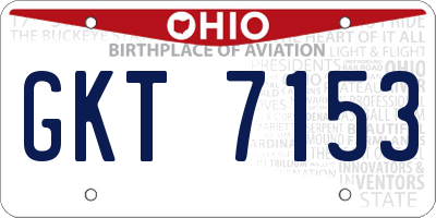 OH license plate GKT7153