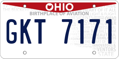 OH license plate GKT7171