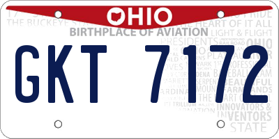 OH license plate GKT7172