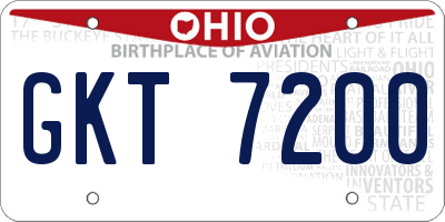 OH license plate GKT7200