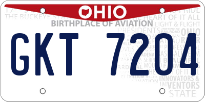OH license plate GKT7204